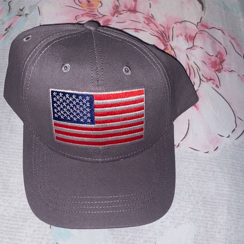 Gray Cap with American Flag Patch